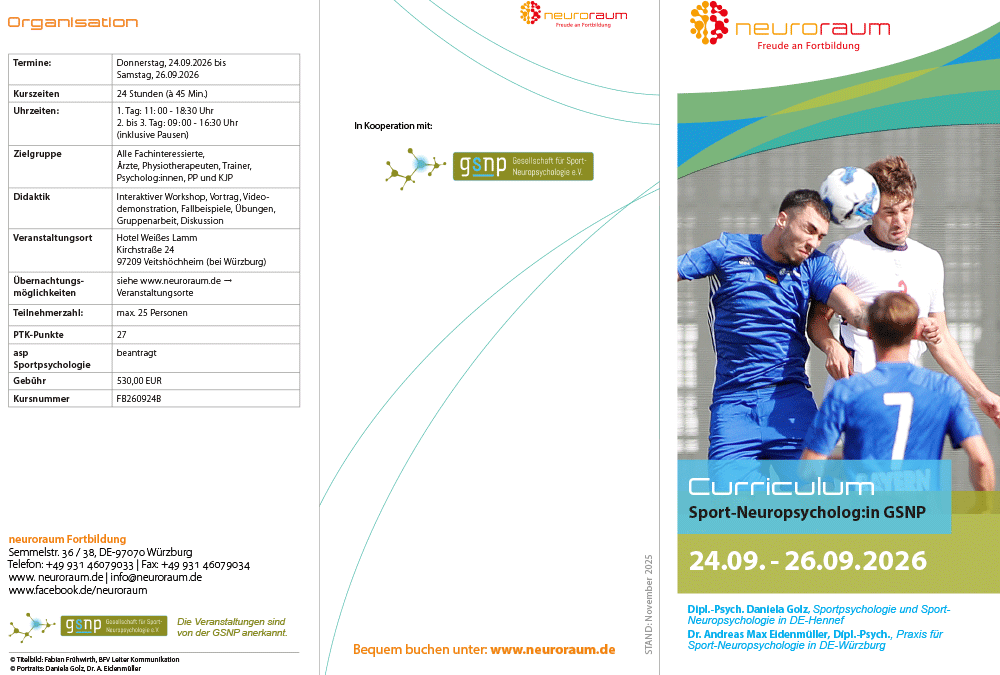 Neuer Flyer: Curriculum Sport-Neuropsychologe/in GSNP
